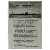 Sotapropagandapostikortti Britanniaa vastaan, jossa on sanoitus